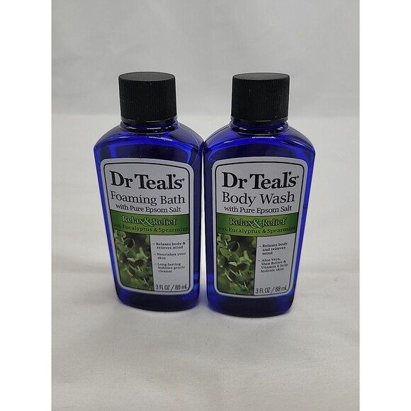 Dr Teal's Body Wash/Foaming Relax & Relief Eucalyptus & Spearmint 3 oz Travel Sz - Picture 1 of 11